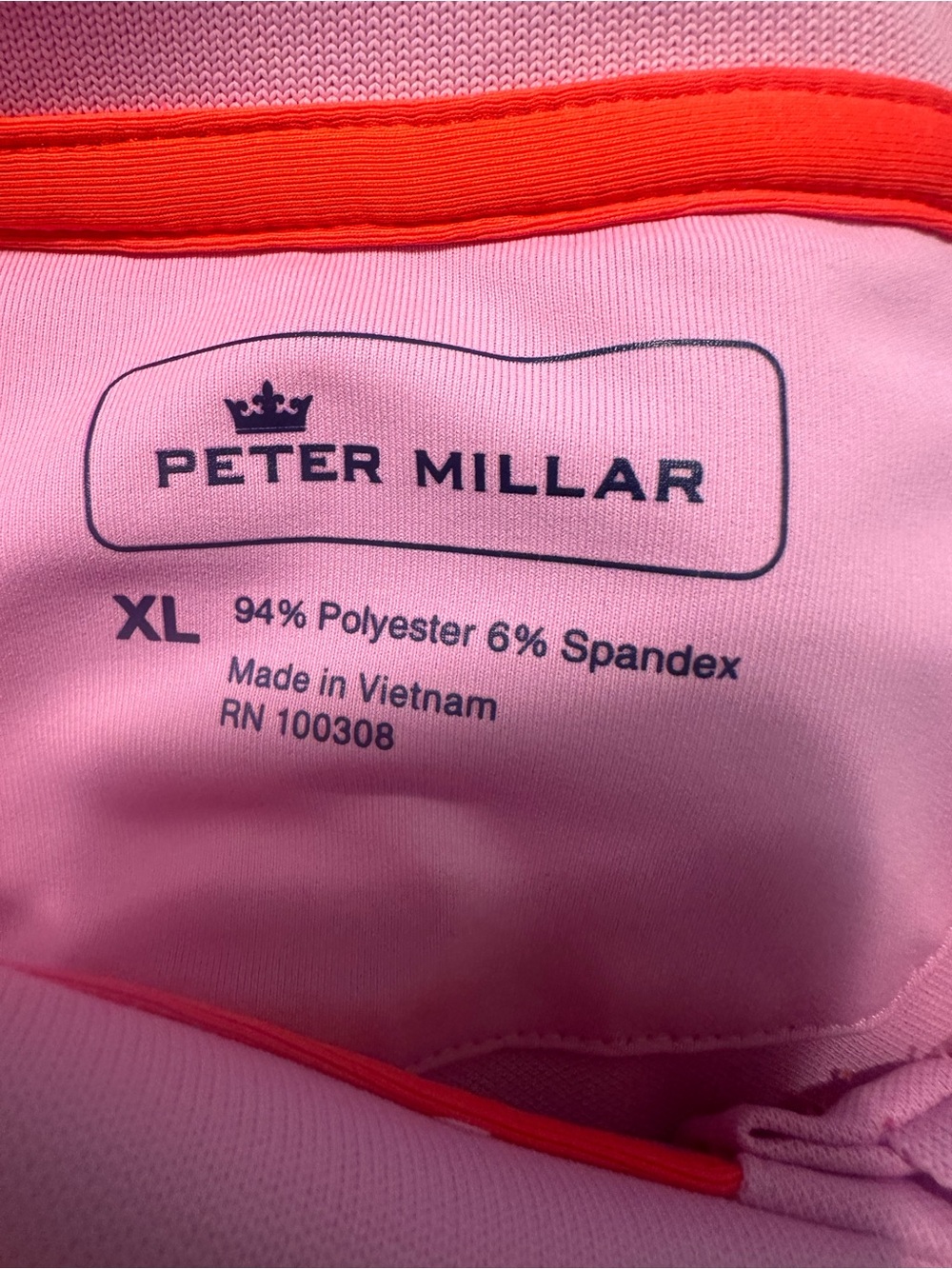 Peter Millar Women’s Pink Polo Golf Top with Orange Trim Size XL - Picture 5 of 5